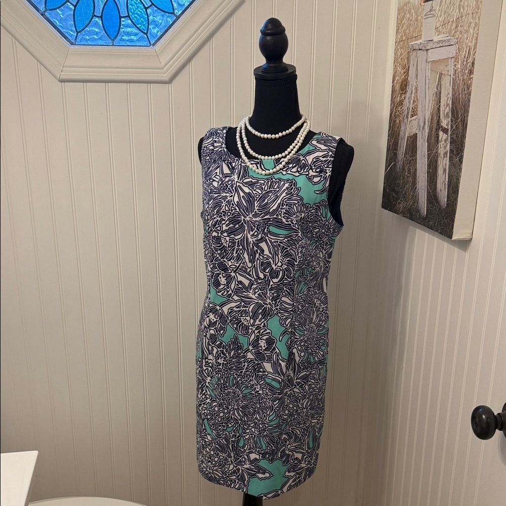 Amanda Lane Teal and Blue Floral Dress